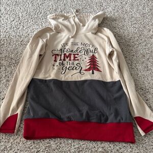 Its the most wonderful time of year Red Christmas Tree cowl neck with Thumb hole